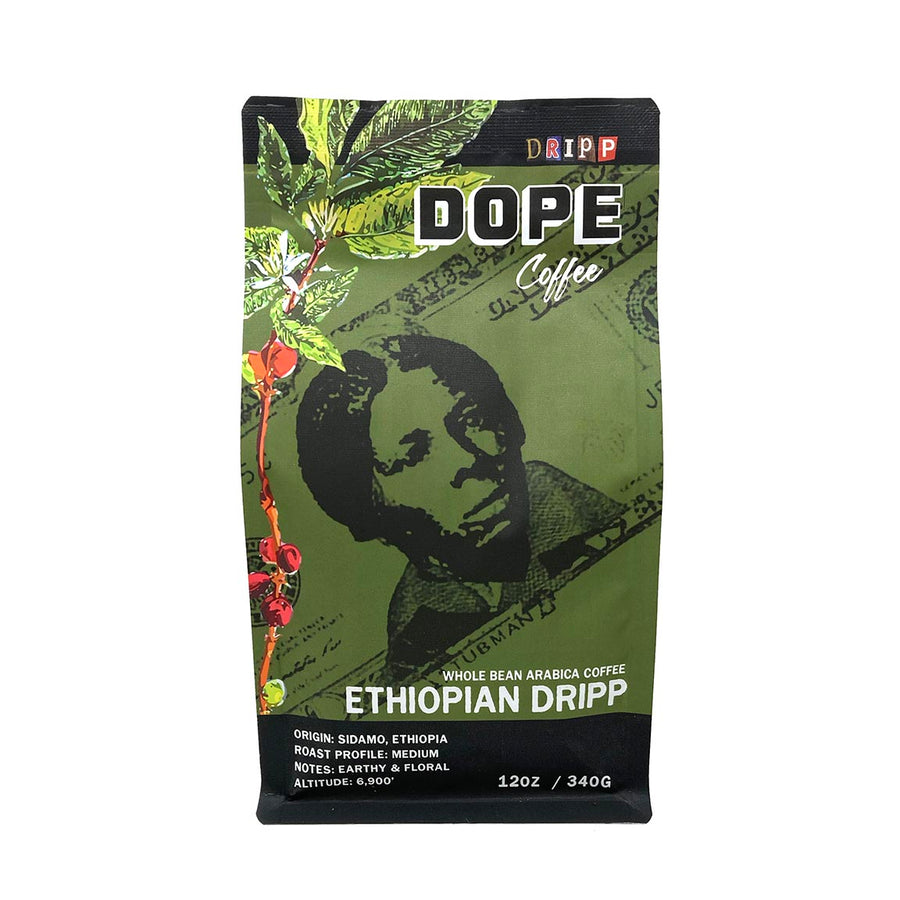 Dope Coffee Ethiopian Dripp Sidamo medium roast coffee bag